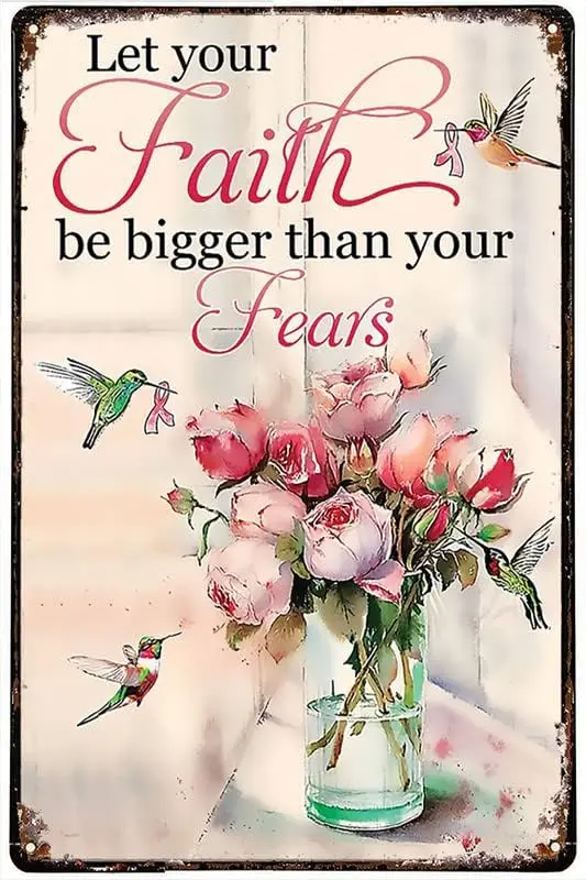 Украшение для дома жестяные знаки Колибри пусть ваша вера будет больше, чем ваша страха Железный плакат искусство праздничное украшение на открытом воздухе и
