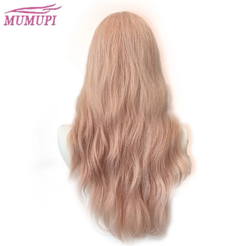 Pink gold wig for women with long curly hair and big waves Doll feeling Barbie roll daily versatile wool roll full head cover