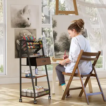 3 Tier Rolling - Metal Utility Cart 6