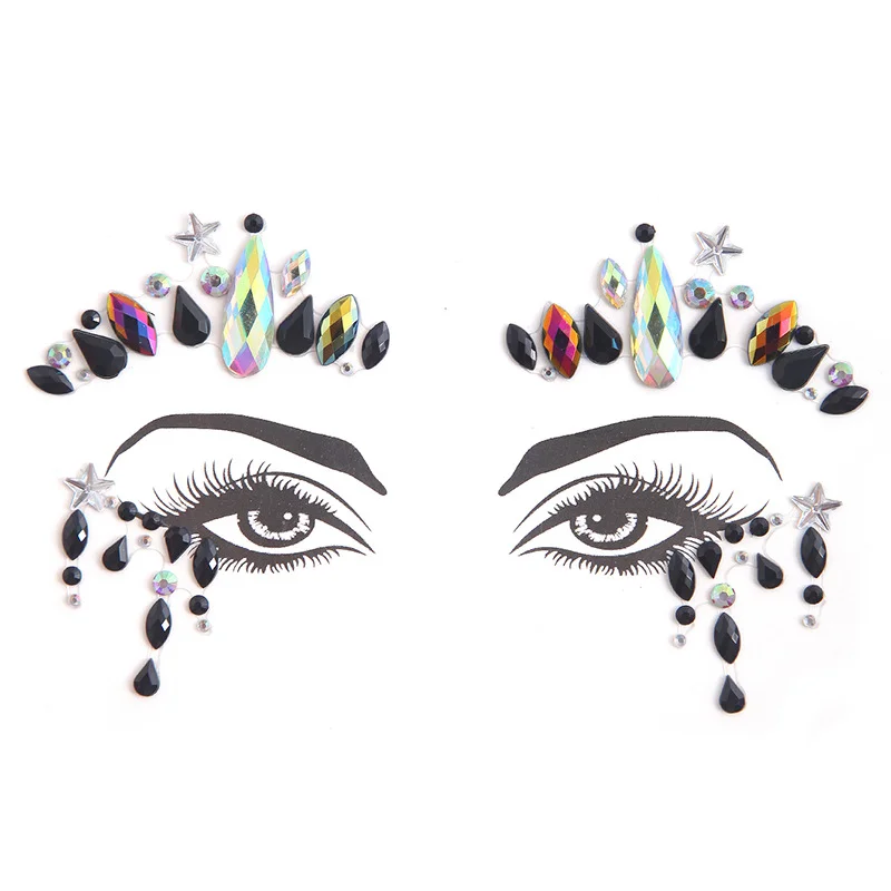 Fairy Shiny Glittering Butterfly Tattoo Sticker 3D Sexy Face Eyes Jewels Tattoo Halloween Party Body Art Decoration Gems Sticker