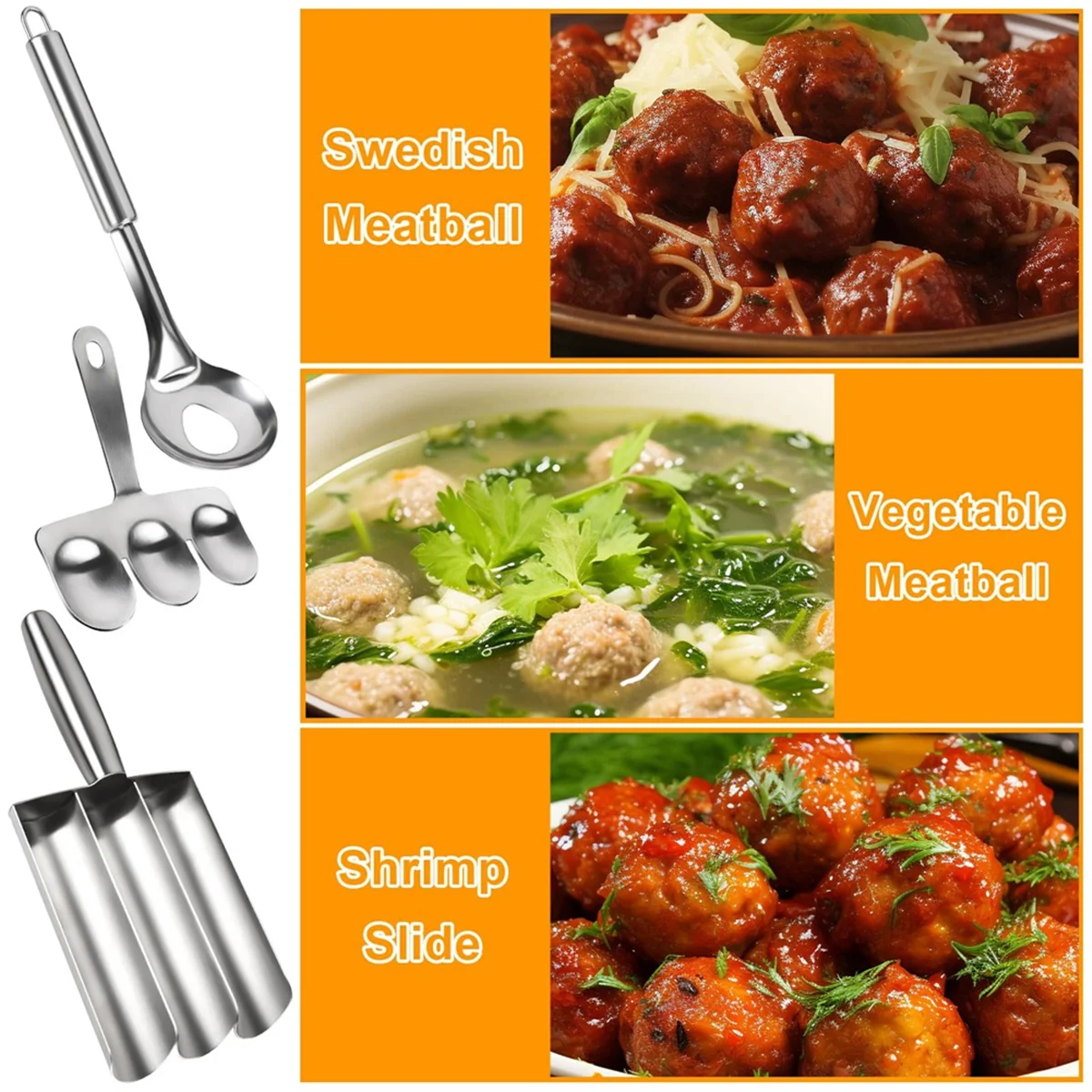 Meatball Scoop Maker, Stainless Steel Meatball Scoop Ball Maker Manual Maker Tool None-Stick