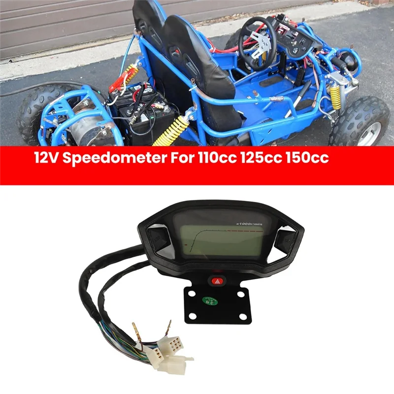 12V 오토바이 속도계 타코미터 주행 거리계 블랙 ABS 110Cc 125Cc 150Cc 200Cc 250Cc 먼지 자전거 ATV 고카트 4륜용 1개