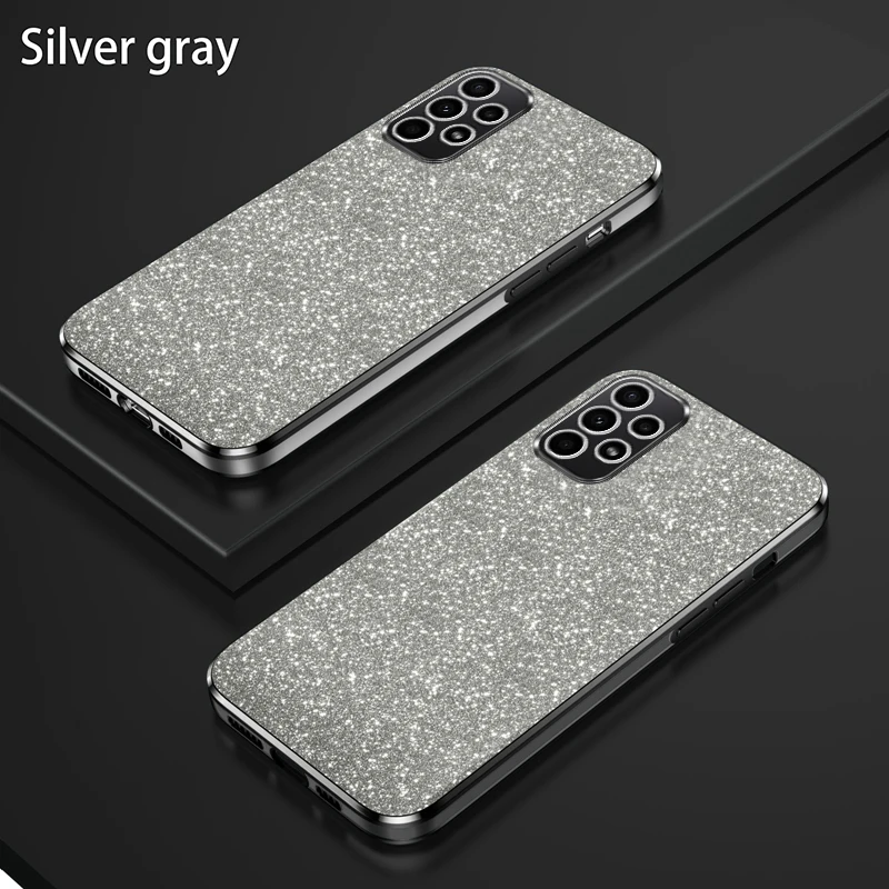 Luxury Electroplated Glitter Case with Soft TPU Bumper and Transparent Back Cover