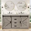 Double Bathroom Vanity with Sink, 61in Bathroom Storage Cabinet with Sliding Doors & Drawers, Dual Basin,Double Bath Vanity Sink 1