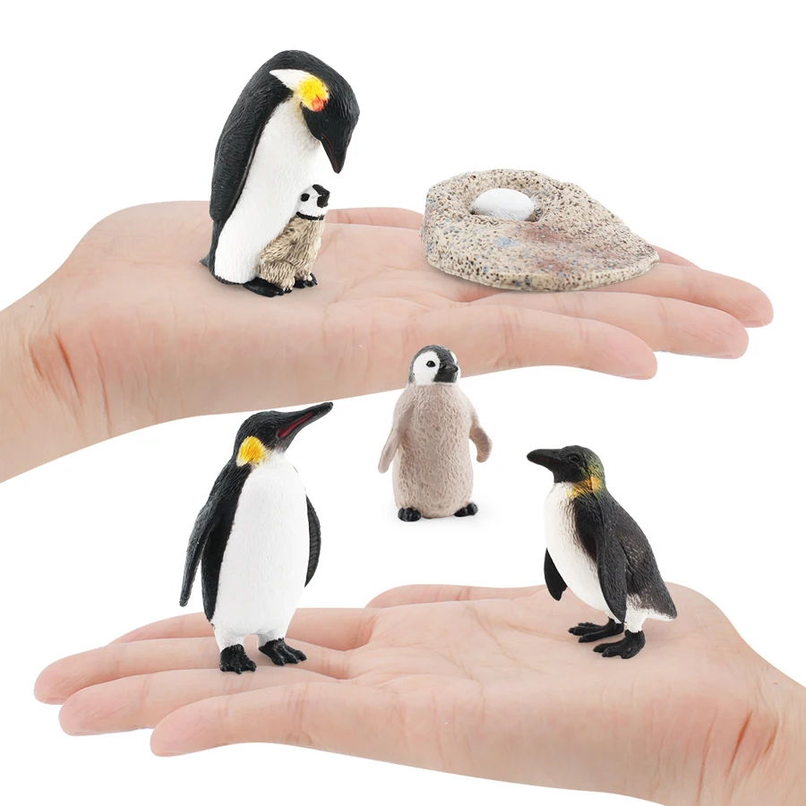 Realistic Polar Animals Penguin Growth Cycle Model Figurines Toy Arctic Penguins Animal Igloo Figures PlaySet Kids