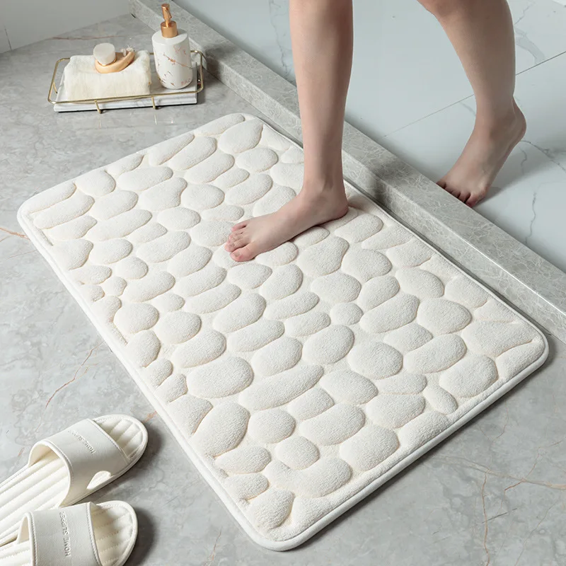 Cobblestone Embossed Bathroom Bath Mat Non-slip Carpets In Wash Basin Bathtub Side Floor Rug Shower Room Doormat Memory Foam Pad 1