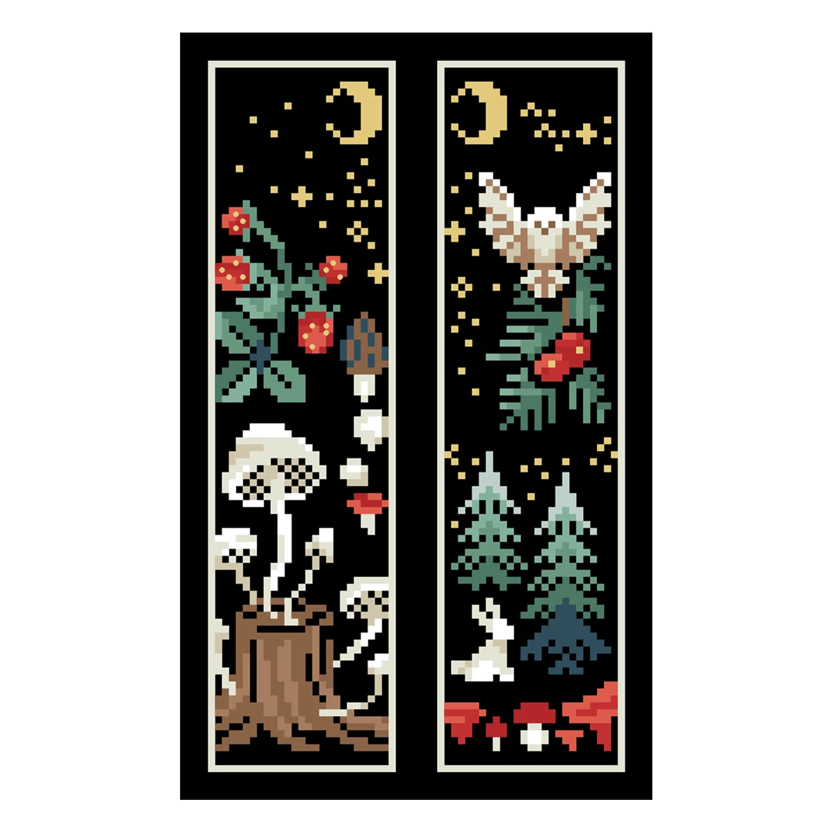 Cross Stitch Kit Mysterious forest patterns on both sides bookmarks cross stitch kit counted 14ct black canvas Fabric needlework embroidery