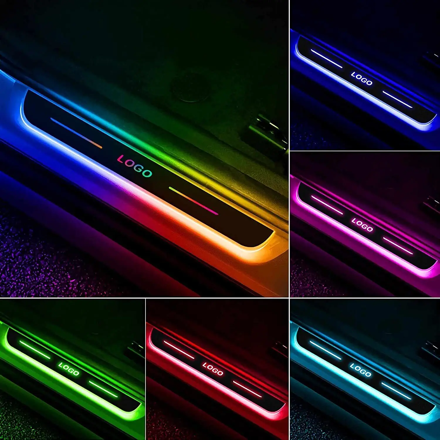 

Car Door Sill Light Logo Projector Waterproof Auto-Sensing Usb Power Moving Led Welcome Pedal Car Scuff Plate Pedal Wiring-Free