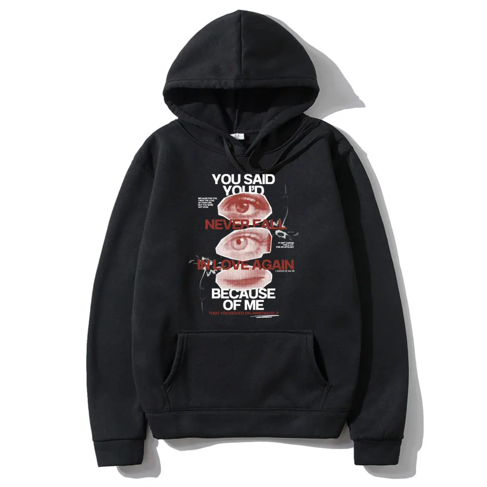 L'amour De Ma Vie Hit Me Hard and Soft Graphic Print Hoodie Men's Fashion Pullover Men Women Hip Hop Casual Oversized Sweatshirt