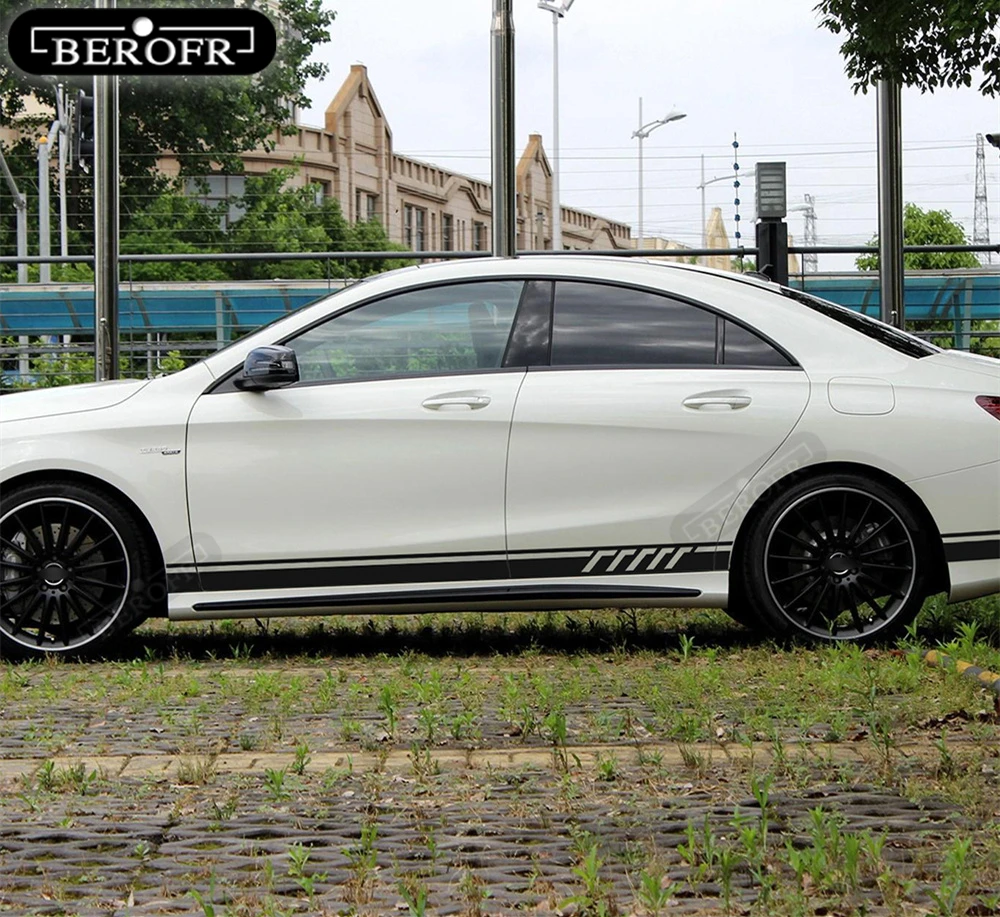 Edition 1 Stil Seite Streifen Aufkleber Aufkleber für Mercedes Benz CLA 45  W117 C117 X117 AMG- 5D Carbon Fibre/schwarz/Weiß/Silber