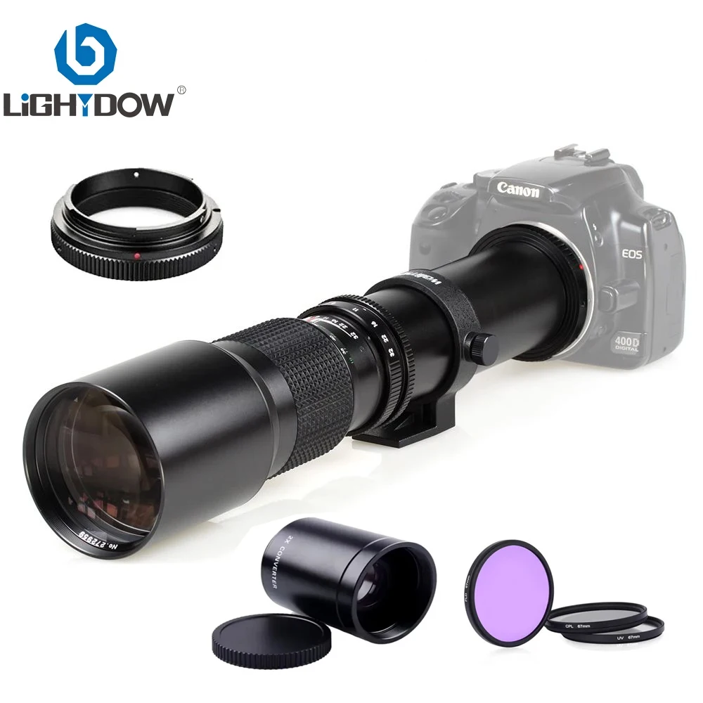 Lightdow 500 1000 мм F8.0 ручные телеобъективы для камер Canon Nikon ...