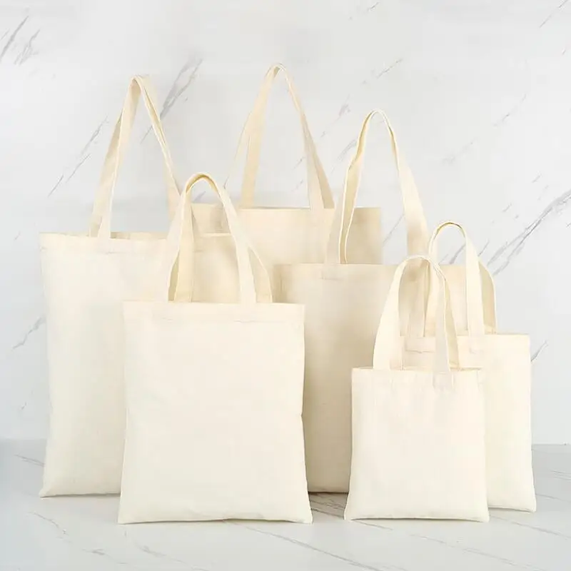 10pcs / Lot bolso de lona de algodón natural en blanco y negro bolso de compras bolso de moda bolso de mujer estampado de logotipo personalizado