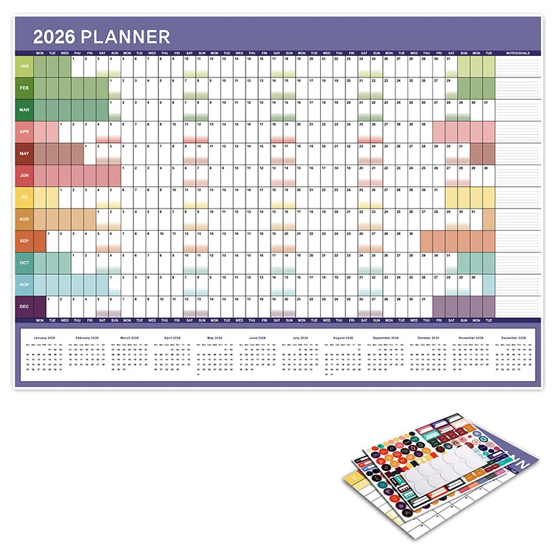 2026 Yearly Wall Calendar & Daily Planner - 365-Day Hanging Agenda