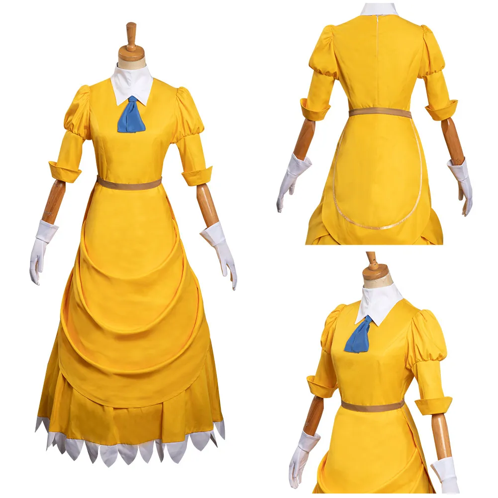 

Movie Tarzan Jane Cosplay Yellow Dress Gloves Outfits Costume Girls Women Adult Halloween Carnival Party Disguise RolePlay Suit