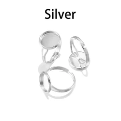 Adjustable Blank Ring Base Set for DIY Jewelry Making - 10 Pieces (Silver)