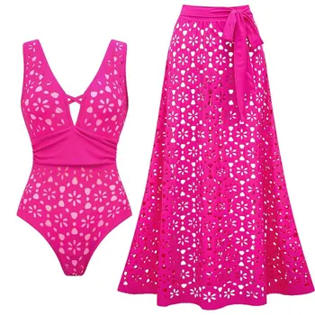 2Pcs Printed Swimsuit Women Sexy Swimwear New Bikini With Long Skirt Female Biquini Push Up Swim Suit Bodysuit Beachwear CoverUp 3