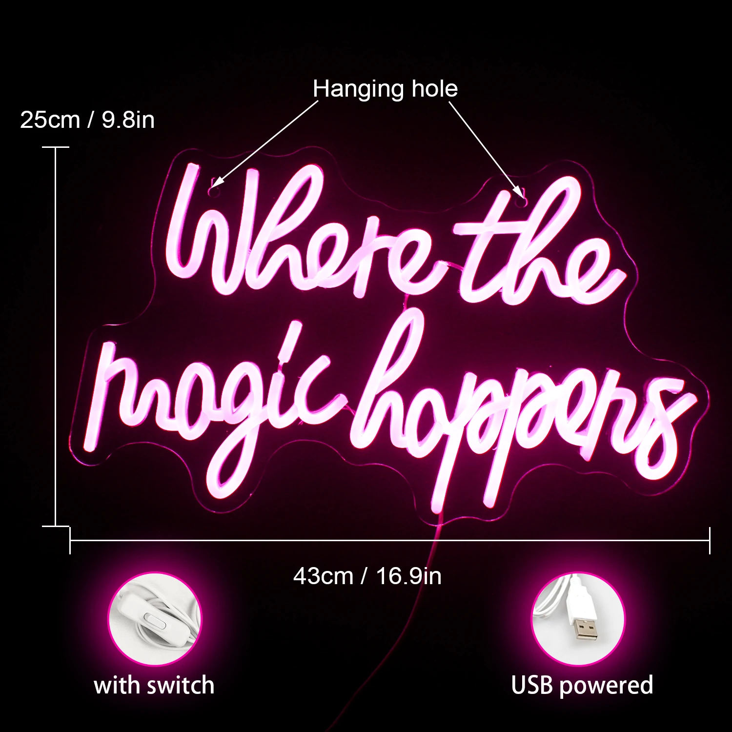Where The Magic Happens LED Neon Sign Light for Gaming Study Room Wedding Birthday Party Bar Wall Lamps Acrylic Letter Light