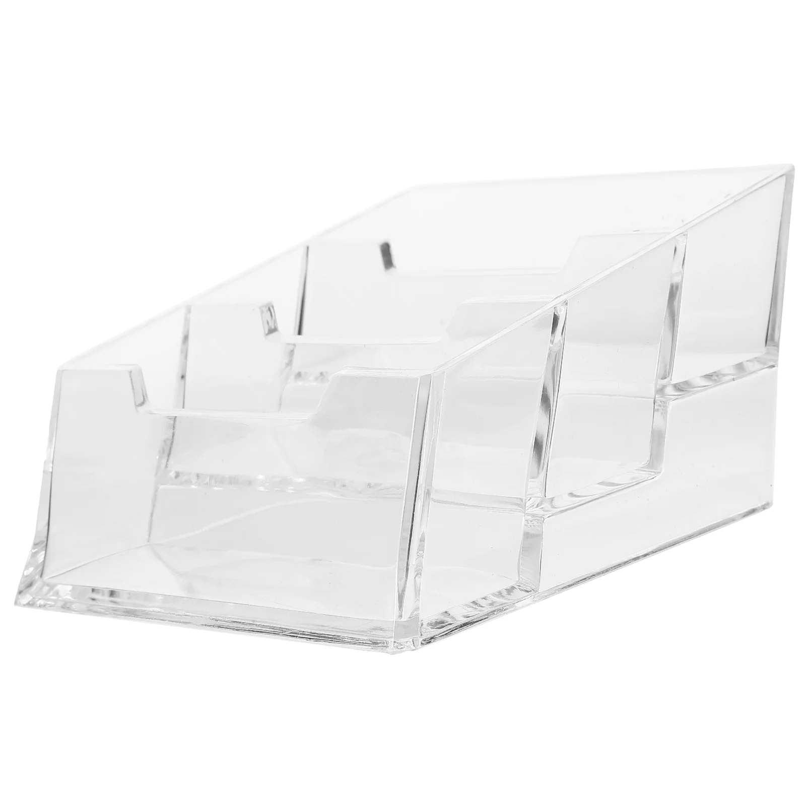 

Double Layer Transparent Business Card Case Display Shelves Pp Organizer for Desk