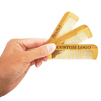 3 Pieces Mini Bamboo Comb with Custom LOGO  - Personalized Your Name Text Date - Portable Pocket Bamboo Beard Comb 1