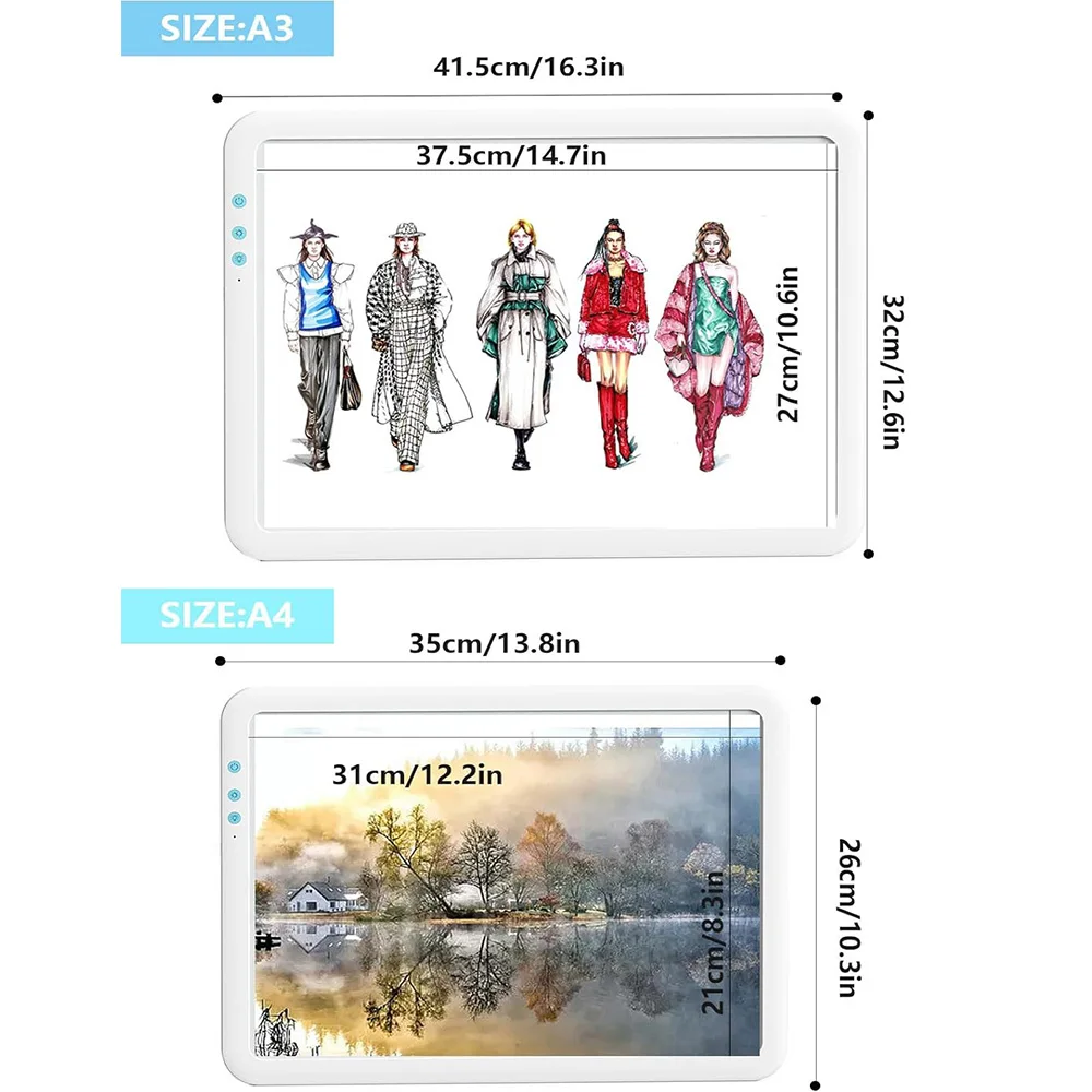 A4 충전식 LED 슈퍼 브라이트 라이트 패드, 초박형 및 배터리 수명, 다이아몬드 페인팅용 무단 밝기 조정, 6 단계 밝기 조정