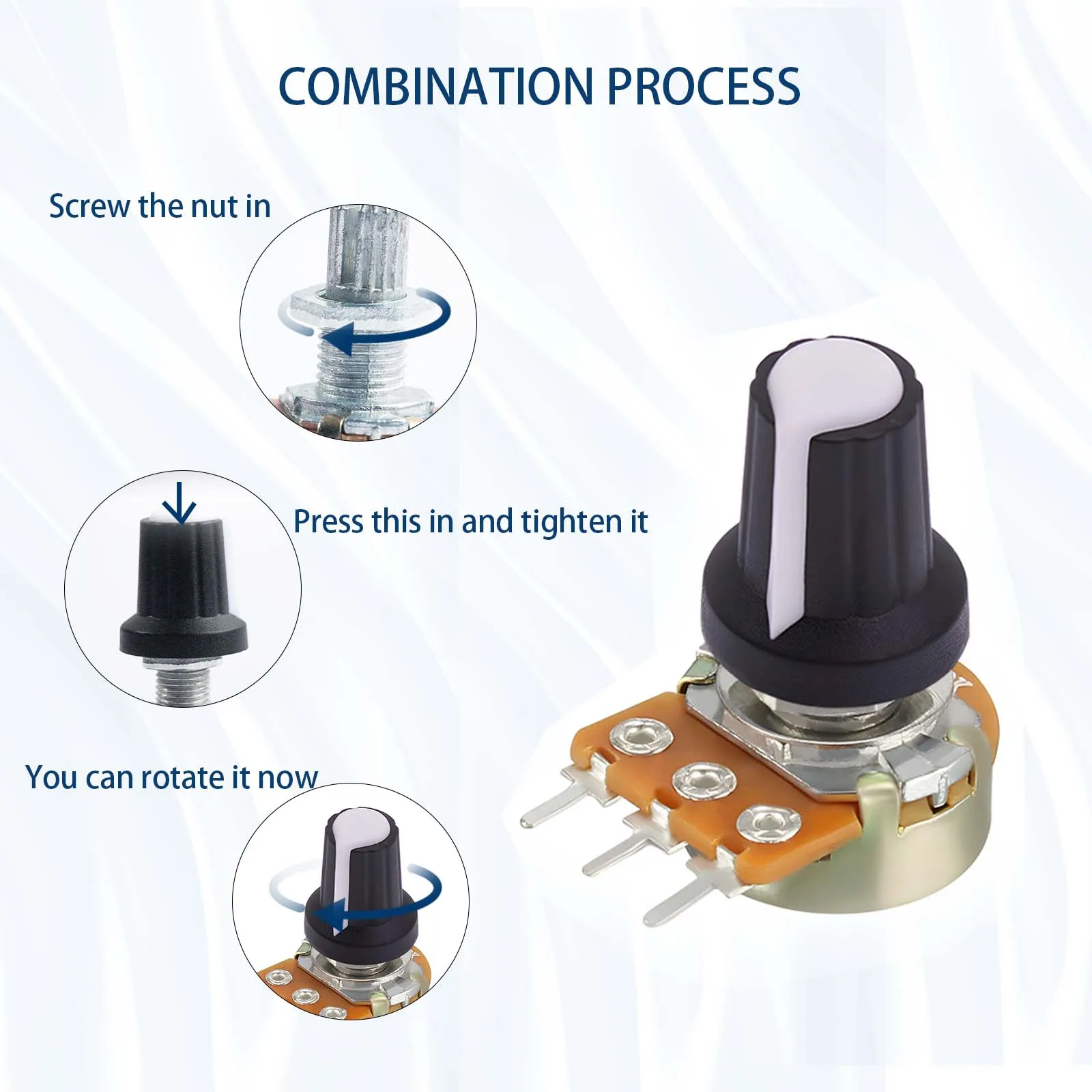 5Pcs WH148 Potentiometers 3Pin 1K 2K 5K 10K 20K 50K 100K 250k 500K 1M Ohm Linear Taper Rotary Potentiometer Resistors