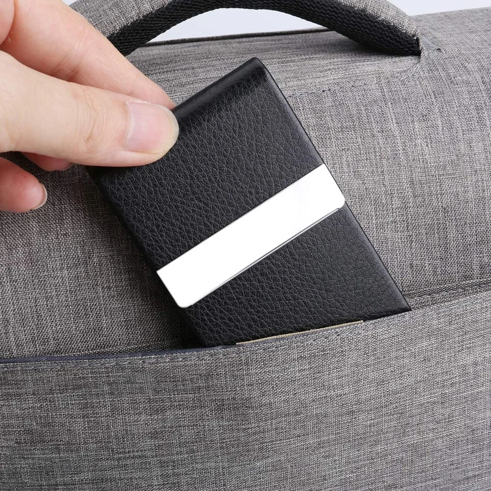 Card Holder Business Card Holder Credit Card Holder Wallet Card Holder Card Wallet Document Card Wallet Men Business Card Holder Case Slim PU Leather Metal Pocket Card Holder Magnetic Shut