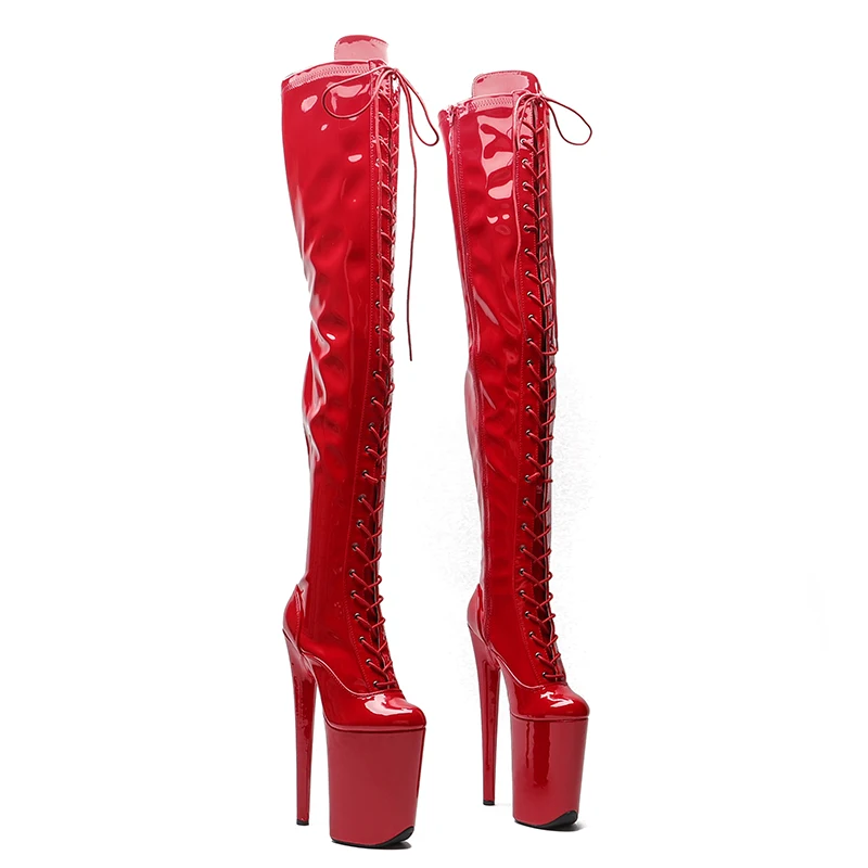 

Leecabe 23 см/9 дюймов, модные женские ботинки из лакированного полиуретана на высоком каблуке и платформе для танцев на шесте