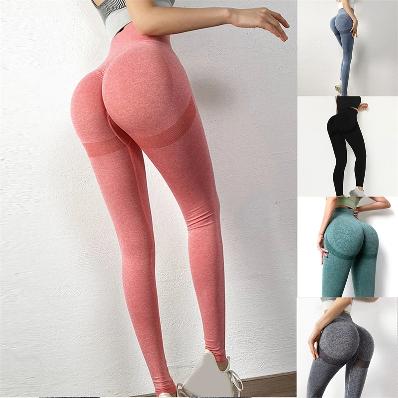 

Sexy Peach Hip Lifting Seamless Yoga Pants Women's Elastic Running Tight Sports Hip Lifting Fitness Leggings High Waist Trousers