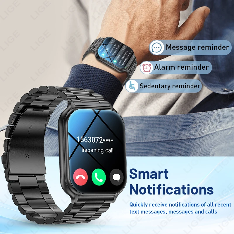 Neue LIGE 700mAh Smartwatch mit 1,83'' HD-Großbildschirm, Sprachassistent, mehreren Sportmodi und wasserdichter Ausstattung._voghion.com