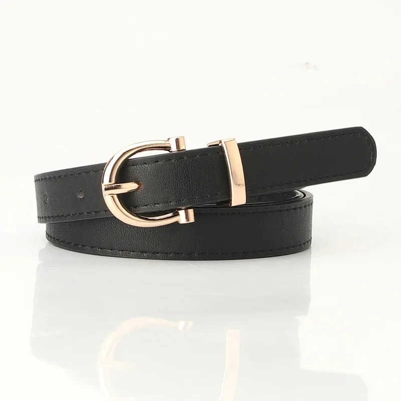 2024 Women Belts New PU Leather Simple Metal Buckle Belt Girls Dress Jean Pants Waistband Belts for Lady Luxury Designer Brand