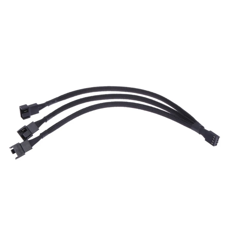 

4Pin 1 to 3Ways PWM Fan Splitter Cable Black Sleeved CPU Cooling Fan Power Extension Cable 4Pin Female to 3X 4Pin Male