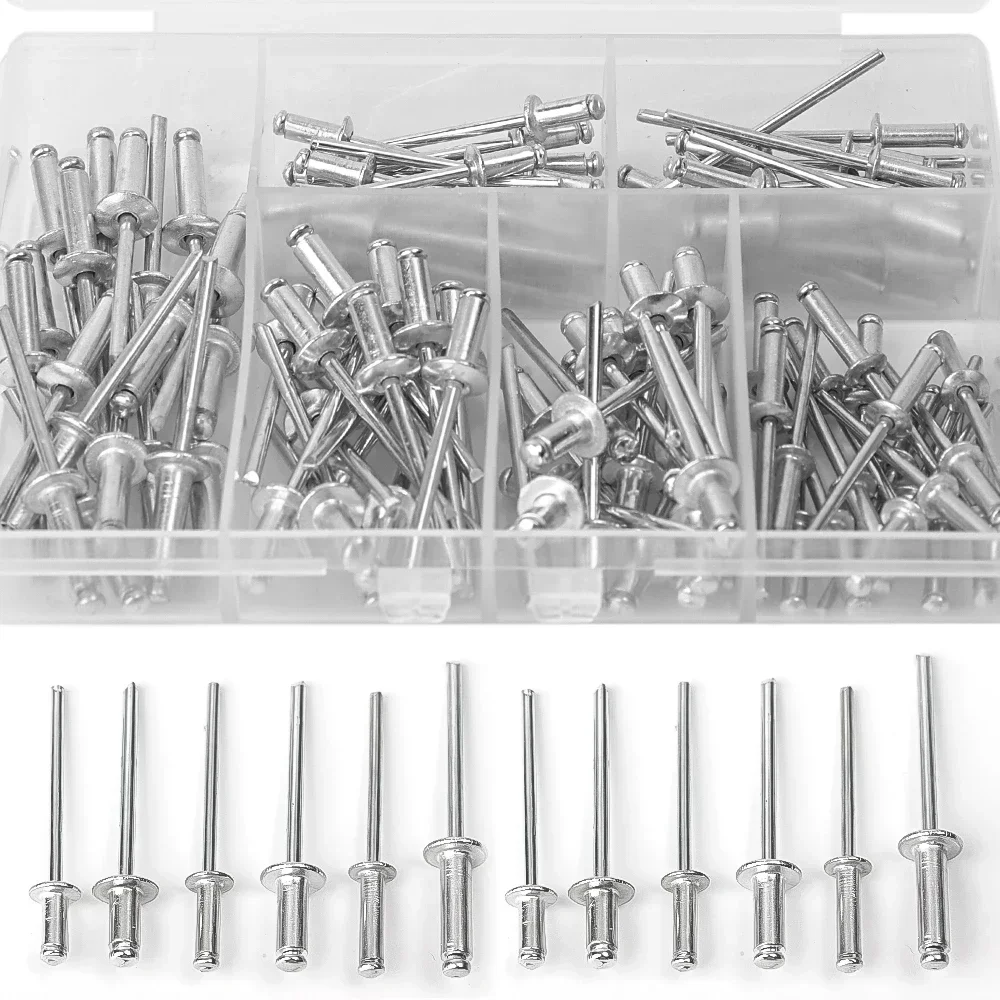 Rivets and Fasteners 120pcs Aluminum Alloy Riveter Sets Pop Rivets Assortment Kit Furniture Dome Head Blind Rivet Nut Tools