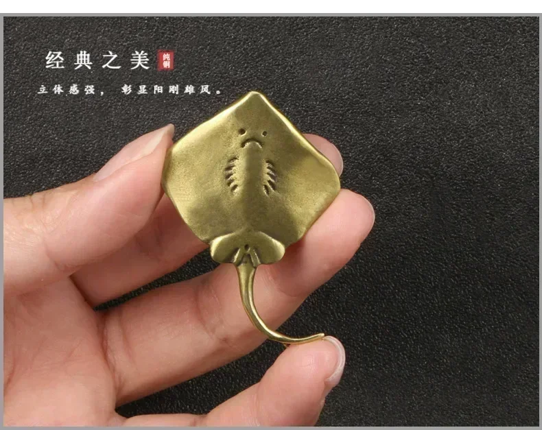 Messing Teufel Fisch kleine Verzierung Ozean Manta Ray Tier Tee Haustier Home Schreibtisch dekorative Dekorationen Kupfer Figuren Sammlung – Detail 3