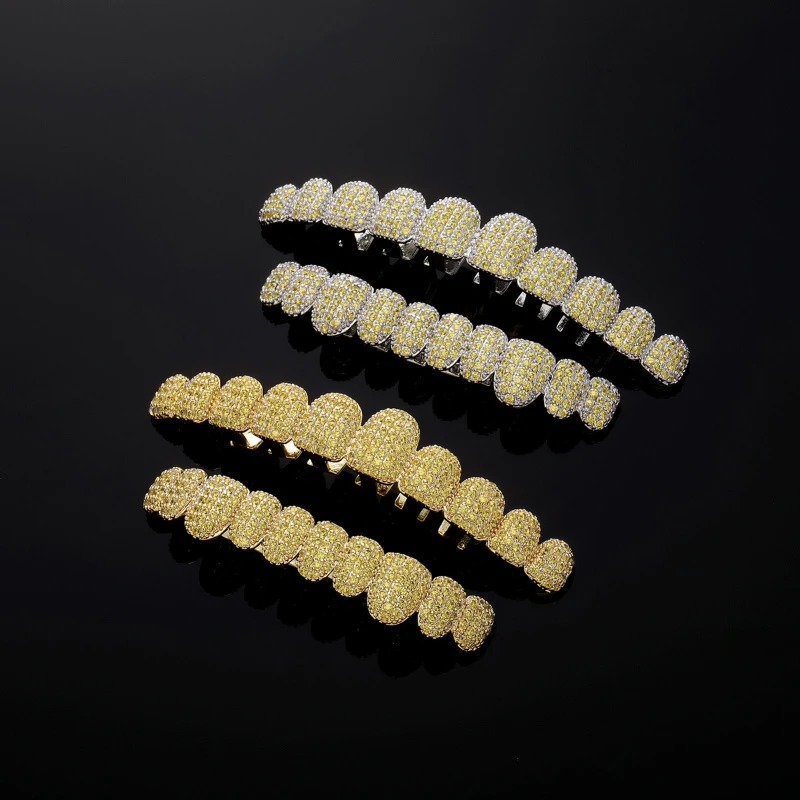 New Exquisite Hip-Hop Full Diamond Braces Real Gold High-Quality Cubic Zirconia Punk Rapper Oral Jewelry Men Women Role Play - 3