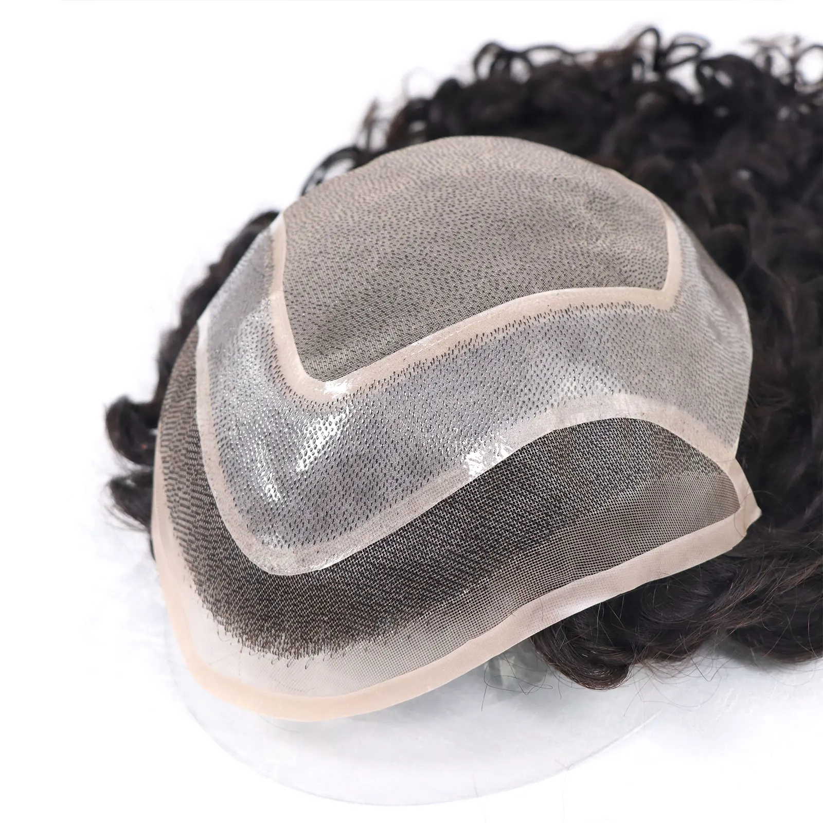 Black Long Men Toupee Human Hair Men's Wig 12" 14" 16" 18" Wave Hairpieces Mono Lace PU 8X10 Base Replacement Syetem Can Custom