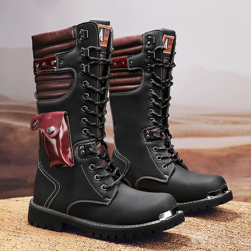Men's Motorcycle Boots Autumn Winter Outdoor Collision Resistant Anti Slip Soft Sole Leather Boots