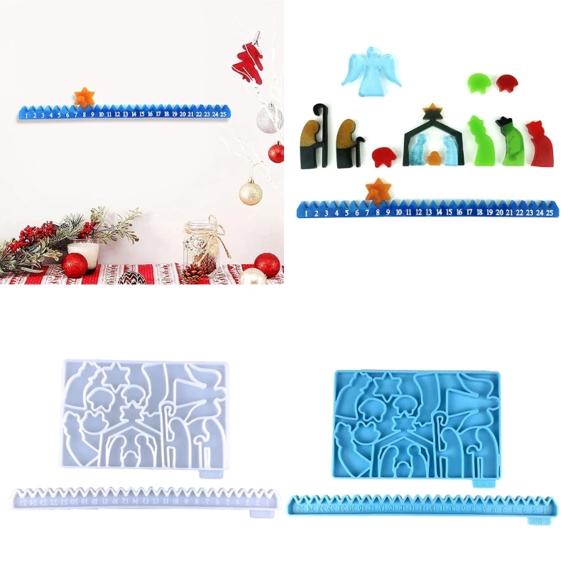 

2Pcs Advent Calendar Resin Mold Christmas Ornament Mold Countdown to Christmas Ornament Molds Set DIY Home Decors Mold