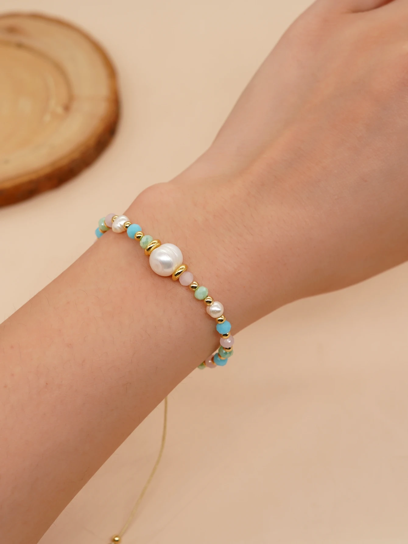 Go2boho 여름 해변 주얼리, 크리스탈 담수 진주, 골든 비즈, 우정 팔찌, 보호 우아하고 시크한 디자인, 신상 패션