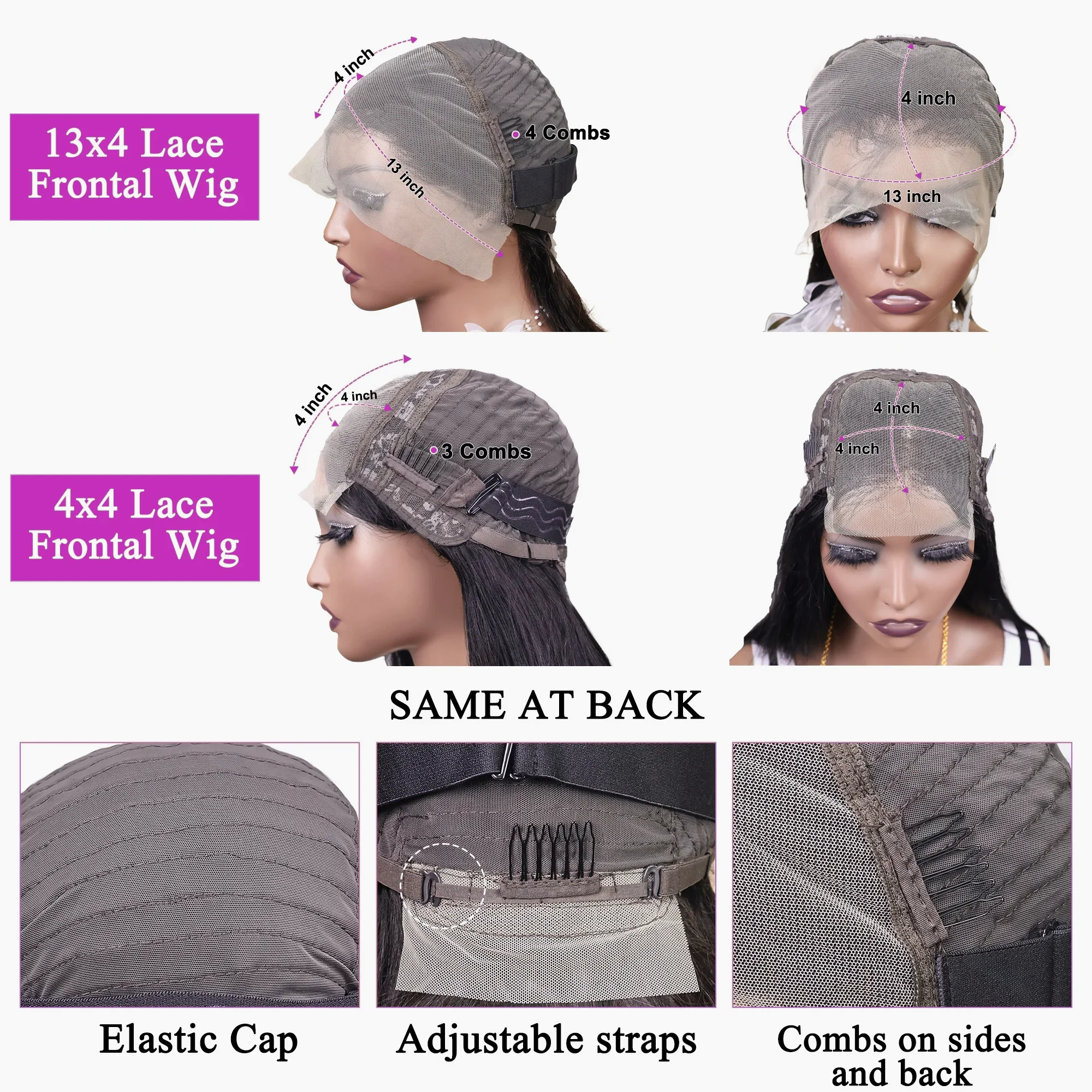 13x4 Straight Lace Frontal Bob Wig 4x4 Human Hair Wigs Brazilian Remy Bone Straight Short Bob Wig For Women 14 Inch