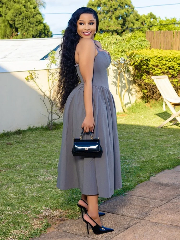 Wmstar Long Dresses Women Sexy Sleeveless Halter Neck Sweet Swing Dress Elegant Street Wear Dress Wholesale Dropshipping 2025