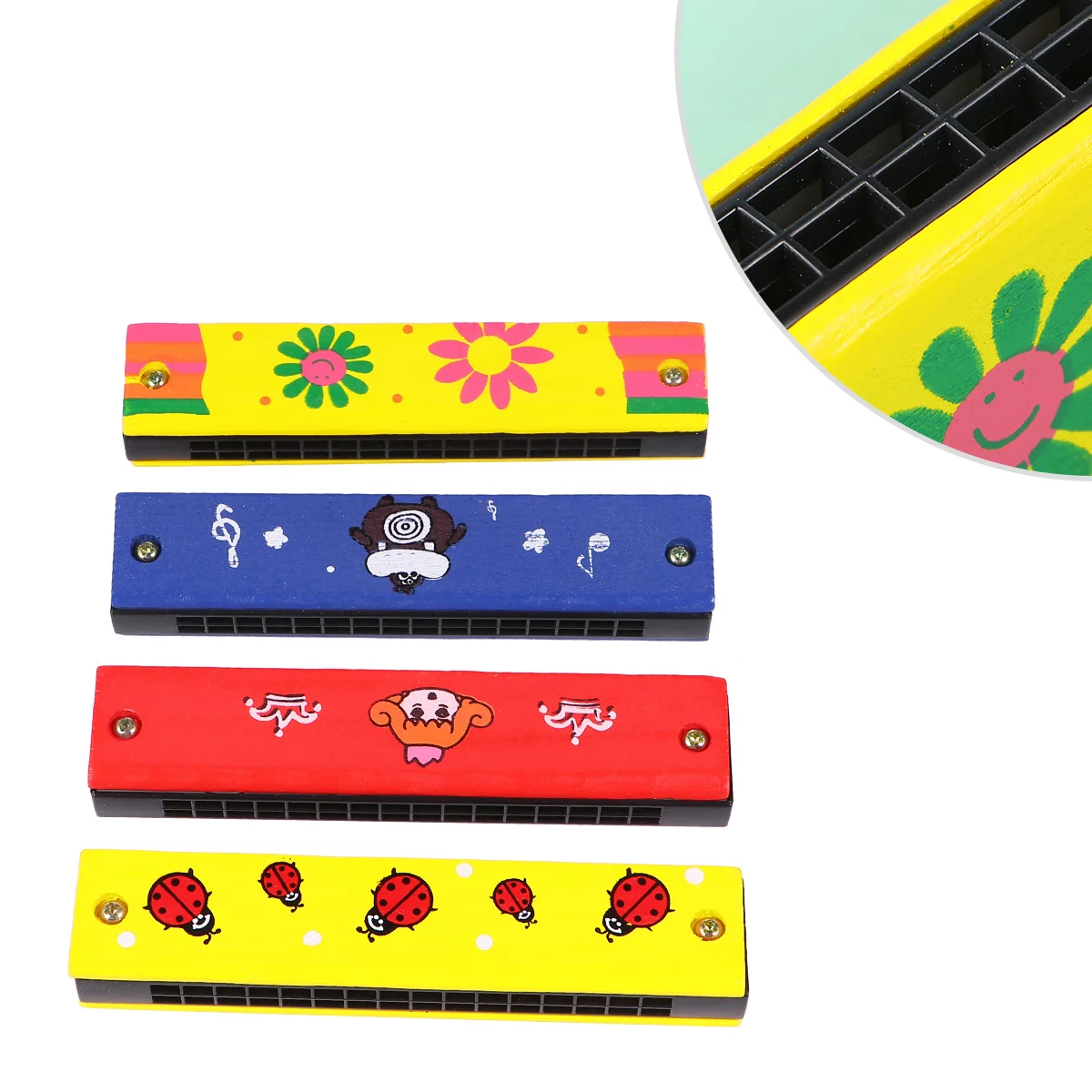 

4 Pcs Harmoniousa16holeharmonicaharmonica16holeharmonicaearlyeducation Wood Toys Wooden Mouth Organ Kid Child