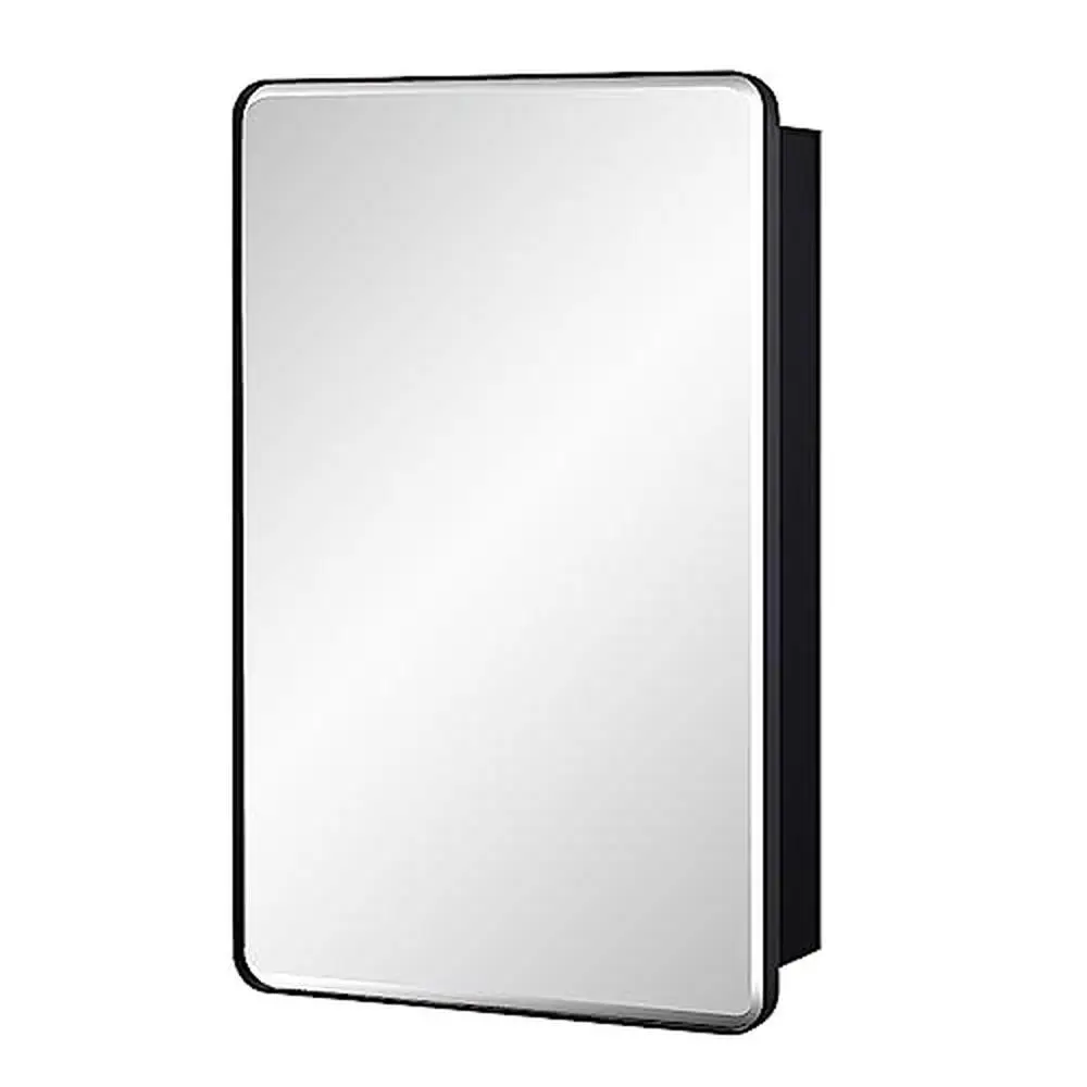 Aluminum Round Corner Medicine Cabinet with Beveled Edge Mirror