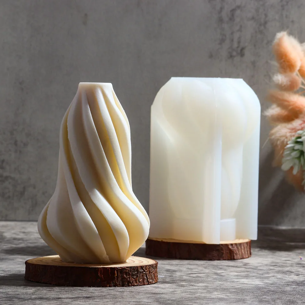 Twisted Flame Striped Candle Silicone Mold Handmade Geometric Abstract Scented Gypsum Candle Resin Mould Soap Making Home Decor For silicone mold silicone candle mold aromatherapy candle mold silicone candle molds candle mold