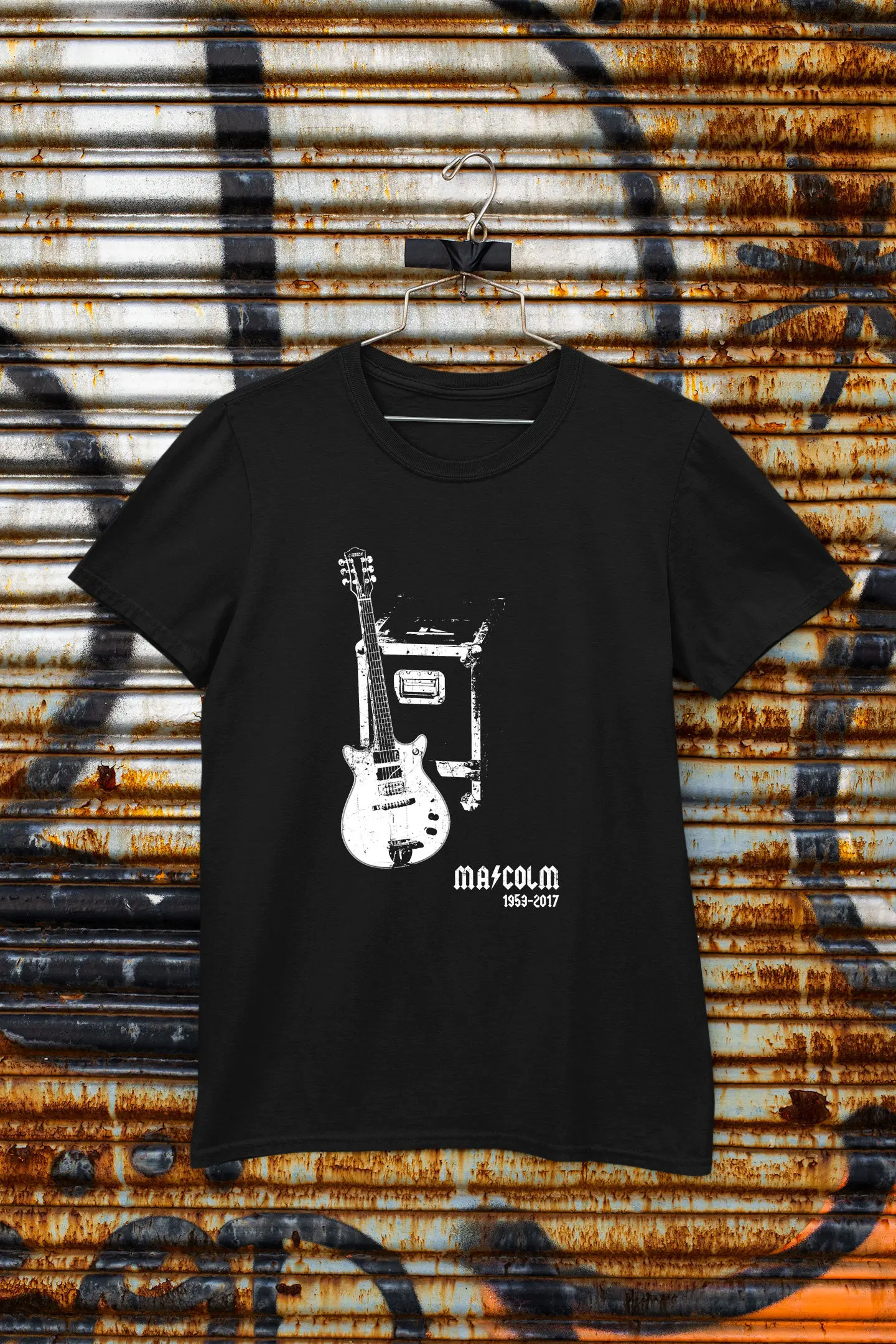 Malcolm Young Rare guitarra homenaje camiseta negra SweaT s manga