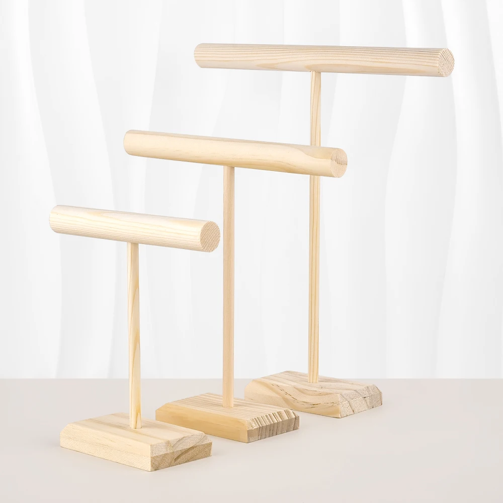 Solid Wood Jewelry Props Display Stand Bracelets Earrings Necklaces Jewelry Storage Rack With Wooden Base Hanging Holder