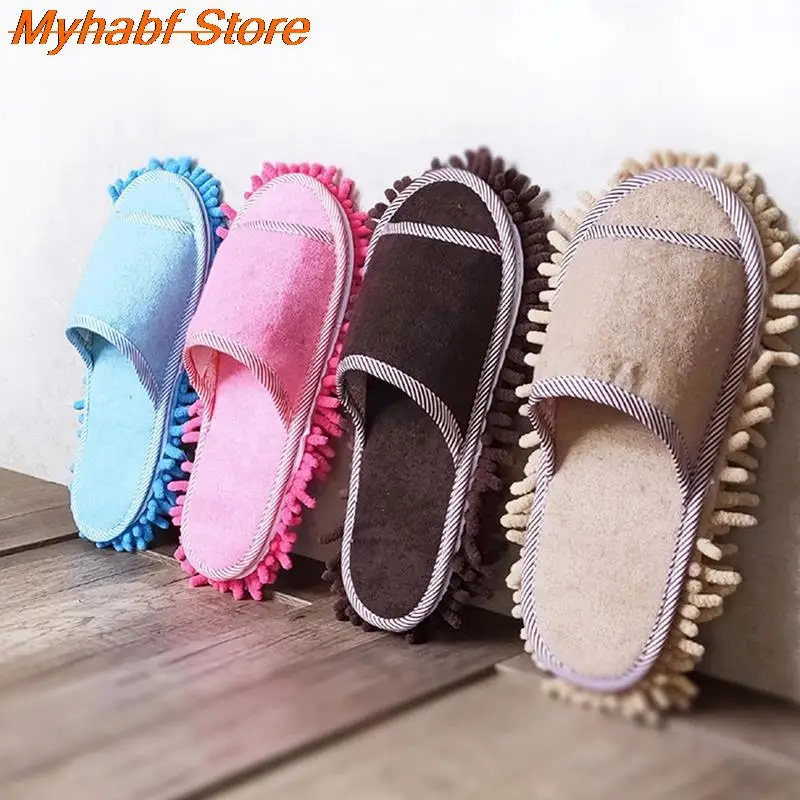 Microfibre Mop Slippers Washable Lazy Mopping Slippers Microfiber Cleaning Floor Dusting Detachable Mop Shoes Household Floor Cleaning Tools