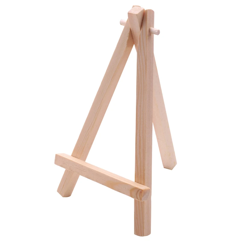 

10Pcs Mini Wooden Artist Easel-Triangle Wedding Table Stand Display Holder - 15 X 8 Cm