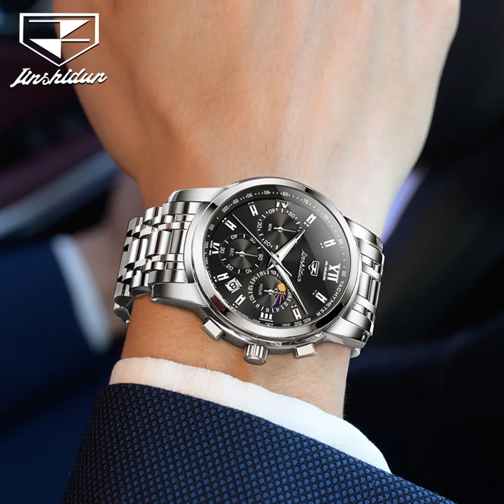 jsdun 8985 men watch business steel date chronograph top luxury moonphase waterproof luminous men's original quartz watch JSDUN 8985 Men Watch Business Steel Date Chronograph Top Luxury Moonphase Waterproof Luminous Men's Original Quartz Watch 3