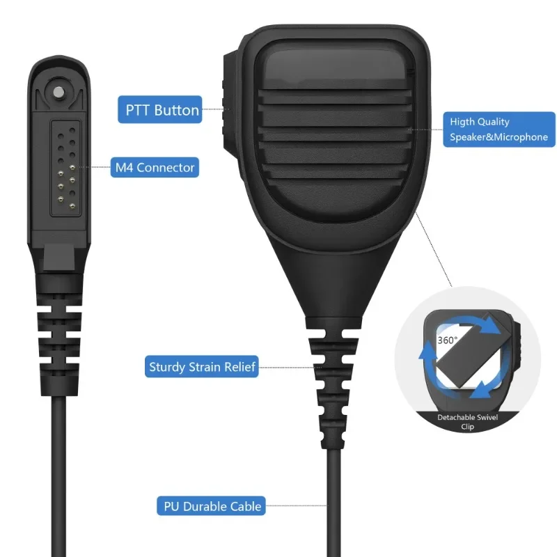 PMMN4021A Handheld PTT Speaker Microphone Compatible with Motorola GP328 GP338 G