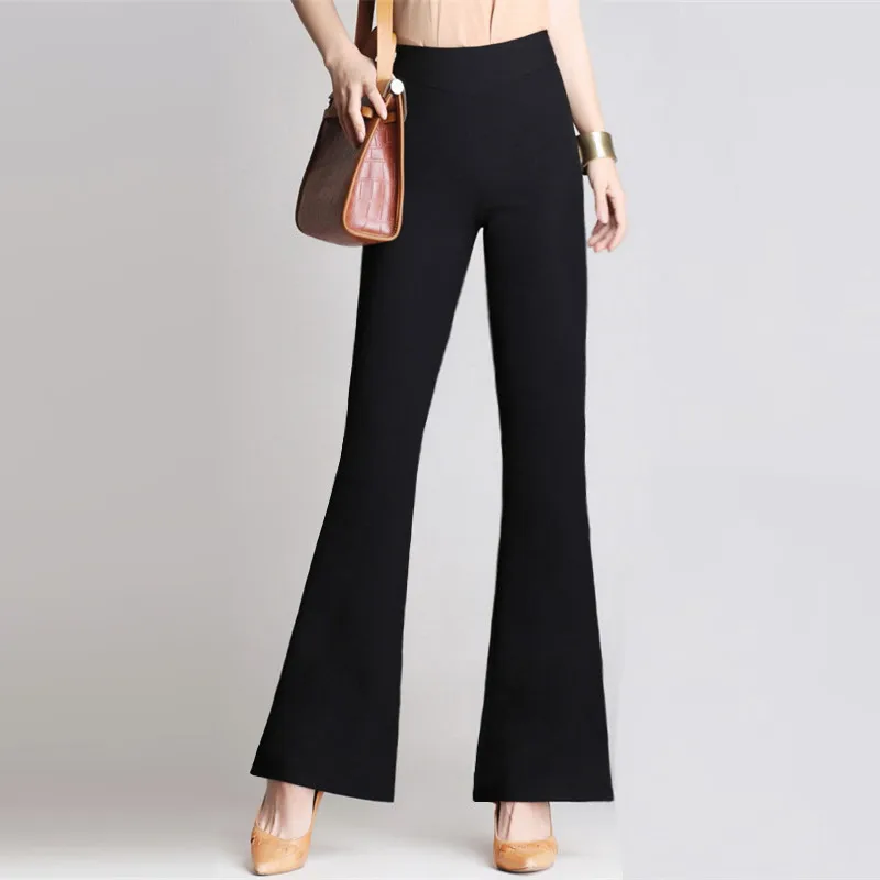 2023 Autumn and Winter Women's High Waist Patchwork Zipper Pockets Solid Slim Fashion Casual Elegant Commuter Flared Pants